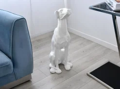 Statues & Sculptures Floor Standing|Animals-Guardian Greyhound 81cm White Resin Indoor Sculpture