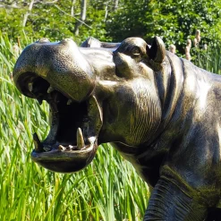 Statues & Sculptures Wildlife-Happy Hippo Bronze Metal Garden Statue