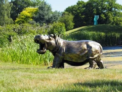 Statues & Sculptures Wildlife-Happy Hippo Bronze Metal Garden Statue