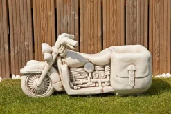 Statues & Sculptures Large-Harley Davidson Motorbike Stone Garden Planter Ornament