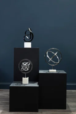 Statues & Sculptures Table Top|Abstract-Harmony in Motion 34cm Black Metal Indoor Sculpture