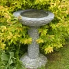 Statues & Sculptures Bird Baths-Highland Black Marble Stone Garden Birdbath