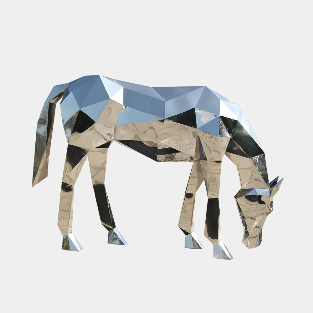 Statues & Sculptures Wildlife|Horses-Horse 130cm Geometric Metal Garden Sculpture