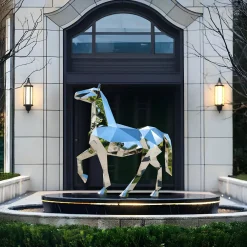 Statues & Sculptures Wildlife|Horses-Horse 182cm Geometric Metal Garden Sculpture