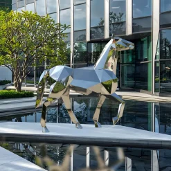 Statues & Sculptures Wildlife|Horses-Horse 182cm Geometric Metal Garden Sculpture