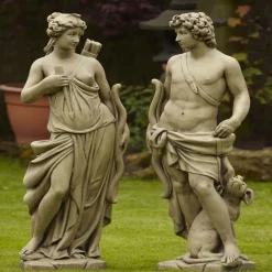 Statues & Sculptures Roman-Hunter and Diana 140cm Stone Garden Statues