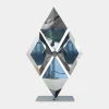 Statues & Sculptures Floor Standing|Low Poly-Hyper Prism 103cm Silver Geometric Metal Indoor Sculpture