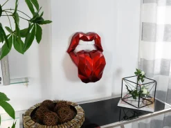 Statues & Sculptures Wall Art|Contemporary-Iconic Lips 42cm Red Resin Wall Sculpture