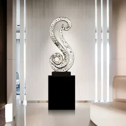 Statues & Sculptures Table Top|Floor Standing-Iconic Symphony 85cm Silver Metal Indoor Sculpture