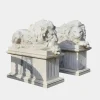 Statues & Sculptures Lions|Modern-Imperial Lion 120cm White Marble Garden Statue