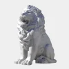 Statues & Sculptures Lions|Modern-Imperial Lion 150cm White Marble Garden Statue