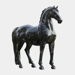 Statues & Sculptures Horses-Imperial Stallion 220cm Black Marble Garden Statue