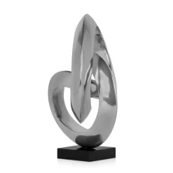 Statues & Sculptures Table Top|Abstract-Infinite Orbit 45cm Silver Resin Indoor Sculpture