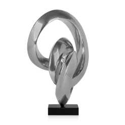 Statues & Sculptures Table Top|Abstract-Infinite Orbit 45cm Silver Resin Indoor Sculpture