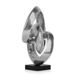 Statues & Sculptures Table Top|Abstract-Infinite Orbit 45cm Silver Resin Indoor Sculpture