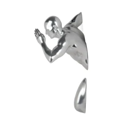 Statues & Sculptures Figurative|Wall Art-Infinity Man 28cm Silver Resin Wall Sculpture