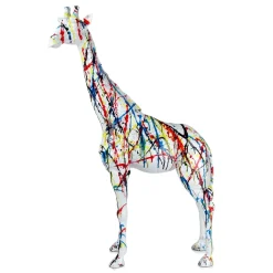 Statues & Sculptures Floor Standing|Animals-Inked Giraffe 100cm Multicolour Resin Indoor Sculpture