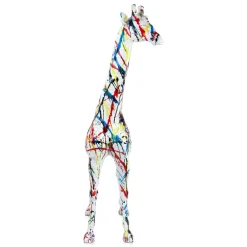 Statues & Sculptures Floor Standing|Animals-Inked Giraffe 100cm Multicolour Resin Indoor Sculpture