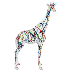 Statues & Sculptures Floor Standing|Animals-Inked Giraffe 100cm Multicolour Resin Indoor Sculpture