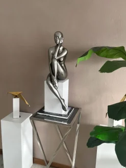 Statues & Sculptures Figurative|Floor Standing-Introspective 74cm Anthracite Resin Indoor Sculpture