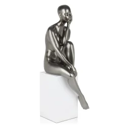 Statues & Sculptures Figurative|Floor Standing-Introspective 74cm Anthracite Resin Indoor Sculpture
