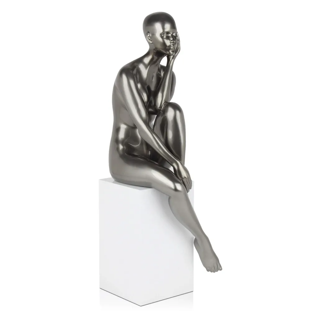 Statues & Sculptures Figurative|Floor Standing-Introspective 74cm Anthracite Resin Indoor Sculpture