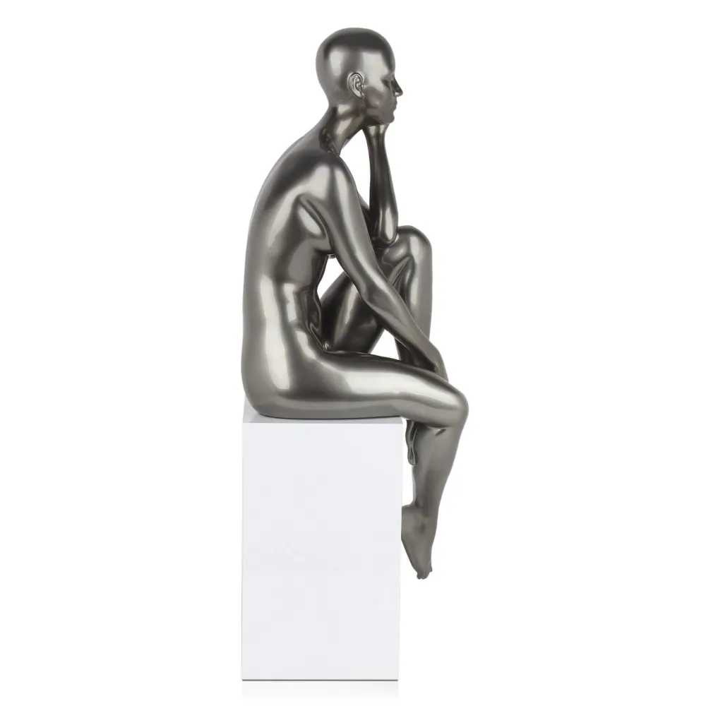 Statues & Sculptures Figurative|Floor Standing-Introspective 74cm Anthracite Resin Indoor Sculpture