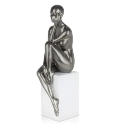 Statues & Sculptures Figurative|Floor Standing-Introspective 74cm Anthracite Resin Indoor Sculpture