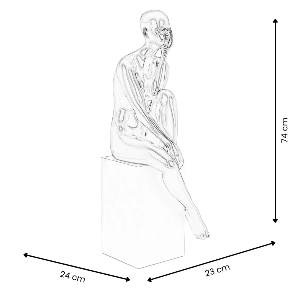 Statues & Sculptures Figurative|Floor Standing-Introspective 74cm Anthracite Resin Indoor Sculpture