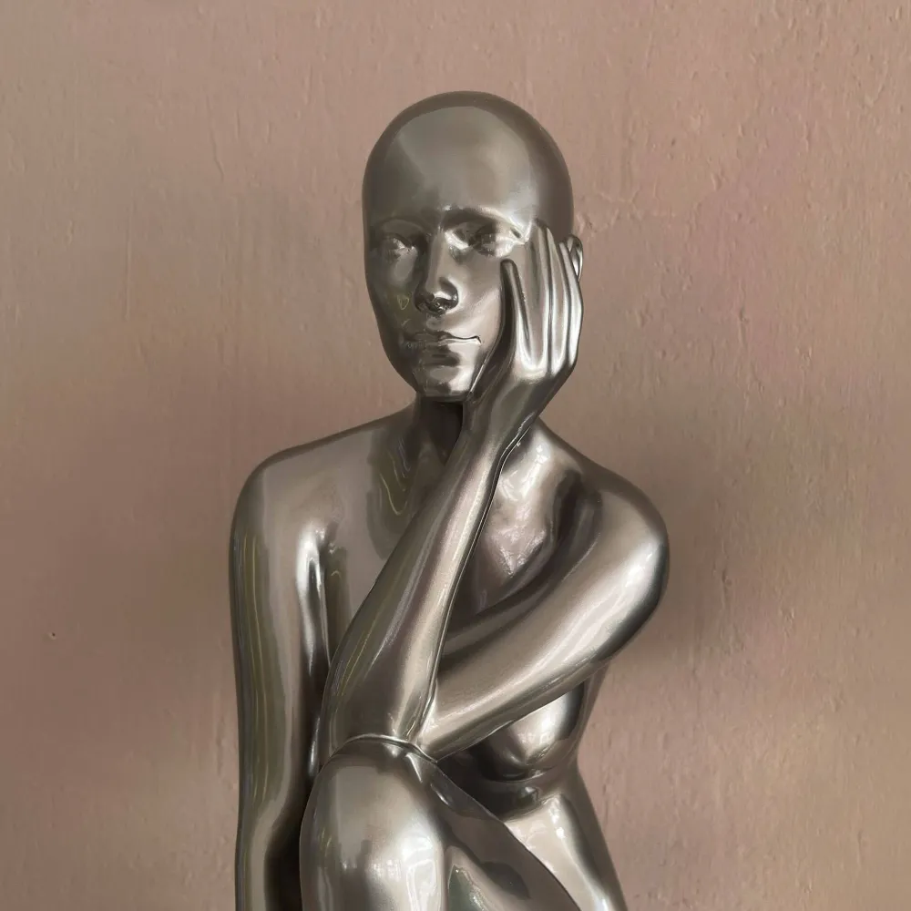 Statues & Sculptures Figurative|Floor Standing-Introspective 74cm Anthracite Resin Indoor Sculpture