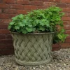 Statues & Sculptures Large|Round-Jardinier Basket Weave 40cm Stone Garden Planter