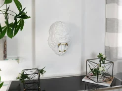 Statues & Sculptures Wall Art|Animals-King Gorilla 43cm White Resin Wall Sculpture