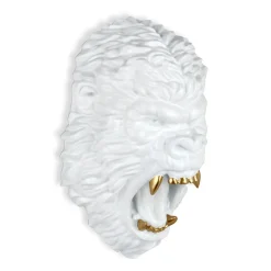 Statues & Sculptures Wall Art|Animals-King Gorilla 43cm White Resin Wall Sculpture