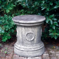 Statues & Sculptures Plinths & Pedestals-Laurel Round Column Stone Garden Pedestal