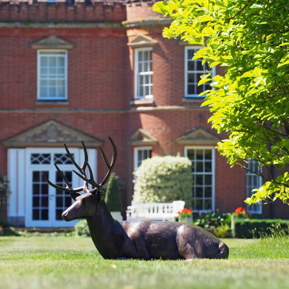 Statues & Sculptures Stags & Deers-Laying Deer Stag Bronze Metal Garden Statue