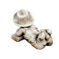 Statues & Sculptures Children-Laying Reading Boy 36cm Stone Resin Garden Statue