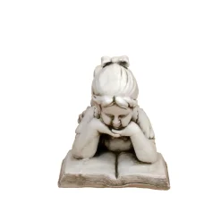 Statues & Sculptures Children-Laying Reading Girl 34cm Stone Resin Garden Statue