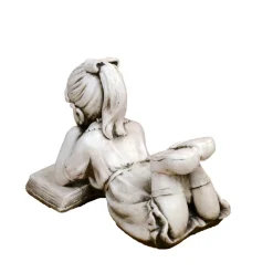 Statues & Sculptures Children-Laying Reading Girl 34cm Stone Resin Garden Statue