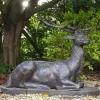 Statues & Sculptures Stags & Deers-Laying Stag Life-Size Bronze Metal Garden Statue