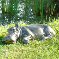 Statues & Sculptures Wildlife-Lazy Hippo Bronze Metal Garden Statue