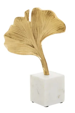 Statues & Sculptures Table Top|Contemporary-Leaf of Light 30cm Gold Metal Indoor Sculpture
