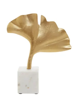 Statues & Sculptures Table Top|Contemporary-Leaf of Light 30cm Gold Metal Indoor Sculpture