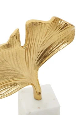 Statues & Sculptures Table Top|Contemporary-Leaf of Light 30cm Gold Metal Indoor Sculpture