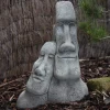 Statues & Sculptures Easter Island Heads-Leaning Easter Island Heads Stone Garden Ornament