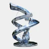 Statues & Sculptures Giant|Floor Standing-Liquid Helix 168cm Silver Metal Garden Sculpture