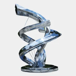 Statues & Sculptures Giant|Floor Standing-Liquid Helix 168cm Silver Metal Garden Sculpture