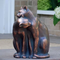 Statues & Sculptures Cats-Love Cats Bronze Resin Garden Ornament