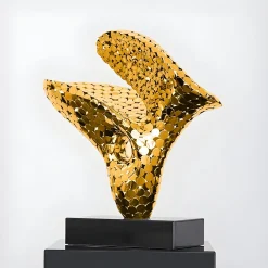 Statues & Sculptures Table Top|Abstract-Lucid Motion 47cm Gold Metal Indoor Sculpture