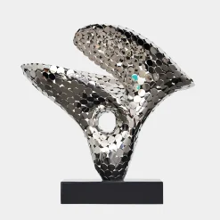 Statues & Sculptures Table Top|Abstract-Lucid Motion 47cm Silver Metal Indoor Sculpture