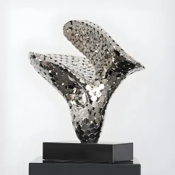 Statues & Sculptures Table Top|Abstract-Lucid Motion 47cm Silver Metal Indoor Sculpture